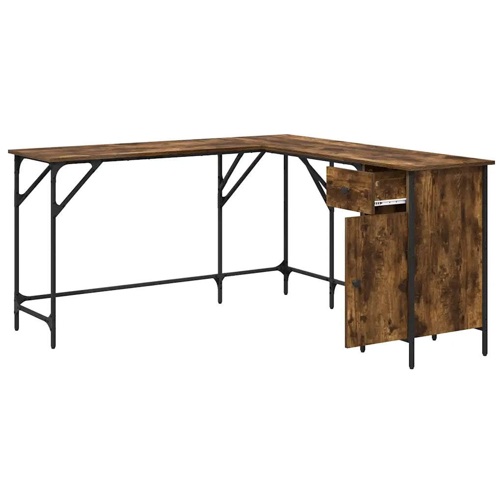 Scrivania Rovere Fumo 141x141x75 cm in Legno Multistrato 837599