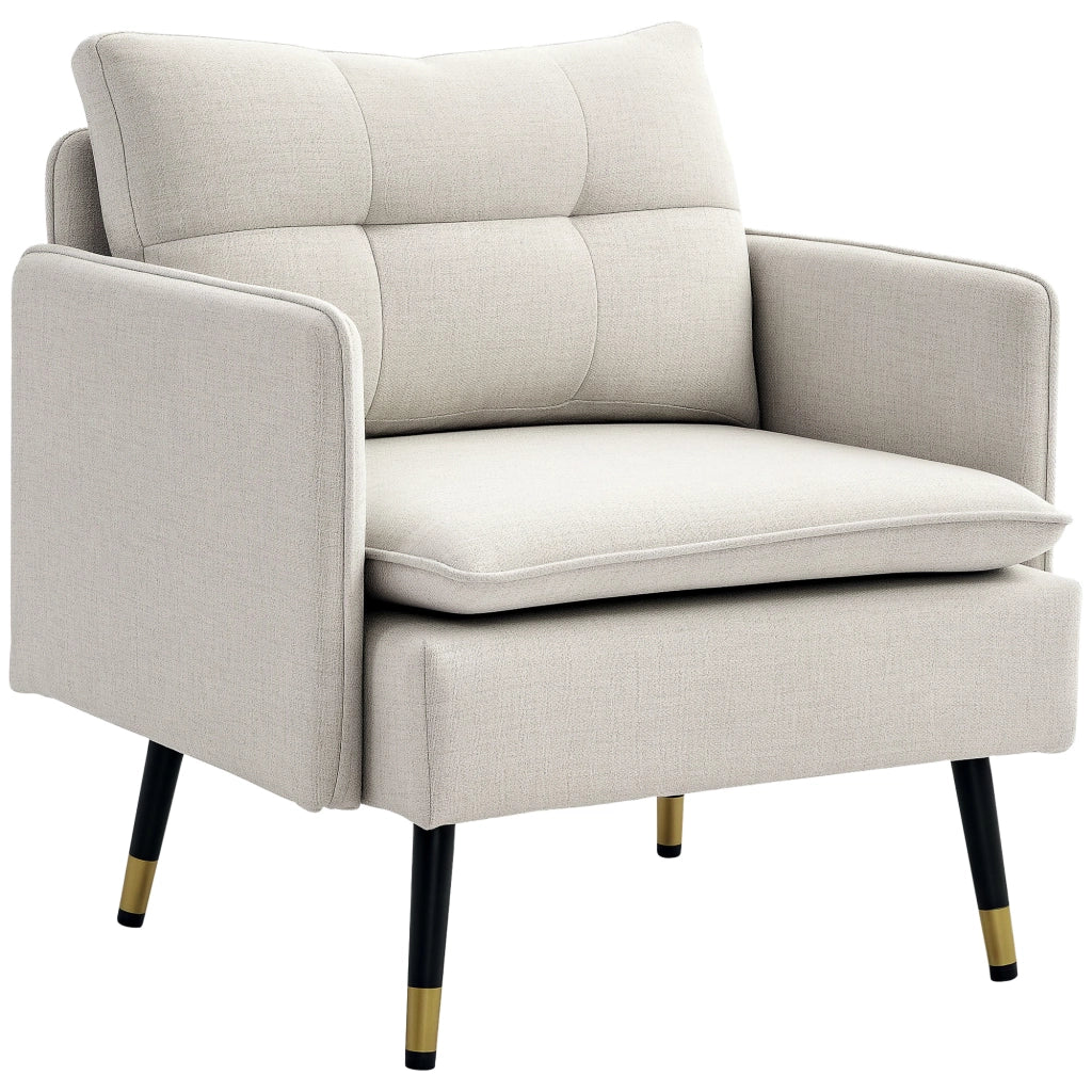 Poltrona Moderna ¨C zephmum ¨C Crema, Lino, 76x68x80 cm
