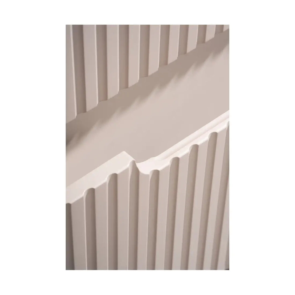 Set da bagno VANO cachemire e bianco 60cm: mobiletto sottolavabo con cassetti scanalati verticalmente + lavabo incassato