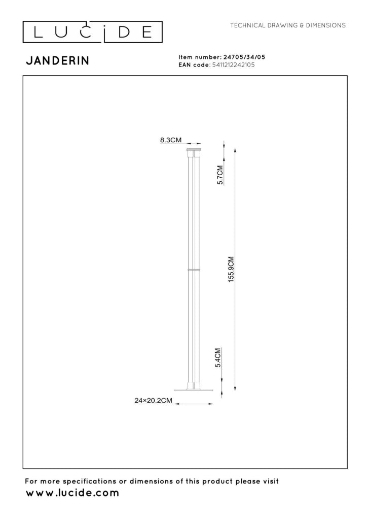 Lampada da terra LED 2x17W JANDERIN champagne Lucide