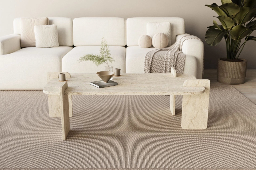 Tavolino in legno "Lovge" 120 x 60 x 35 cm - Travertino