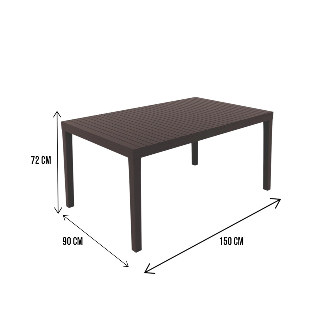 Tavolo da esterno Askia, Ripiano rettangolare da pranzo, Tavolo da giardino multiuso, 100% Made in Italy, 150x90h72 Cm, Antracite