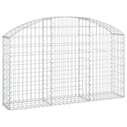 Cesto gabbione recinzione a gabbia muro di contenimento ad arco 150 x 30 x 80/100 cm ferro zincato argento 02_0039979