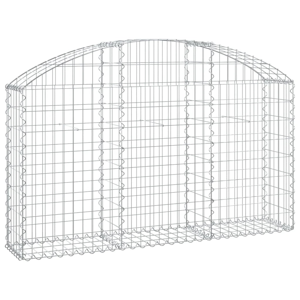 Cesto gabbione recinzione a gabbia muro di contenimento ad arco 150 x 30 x 80/100 cm ferro zincato argento 02_0039979