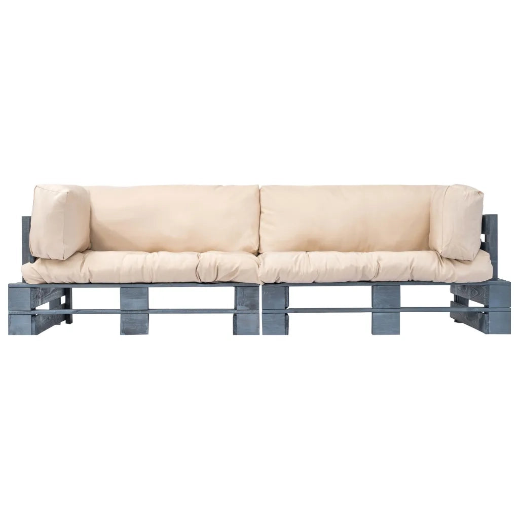 Set Divani Giardino Pallet 2pz con Cuscini Sabbia Legno di Pinocod mxl 71259