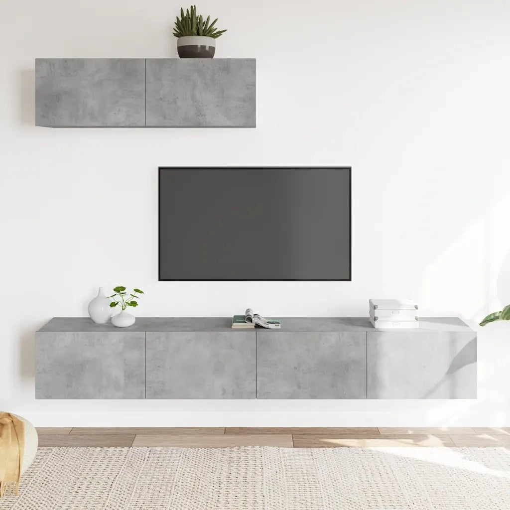 Set di Mobili Porta TV 3 pz Grigio Cemento in Legno Multistrato 3114481