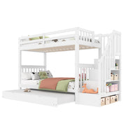 LETTO a castello 90x200 cm con letto estraibile, scala-ripiano, bianco