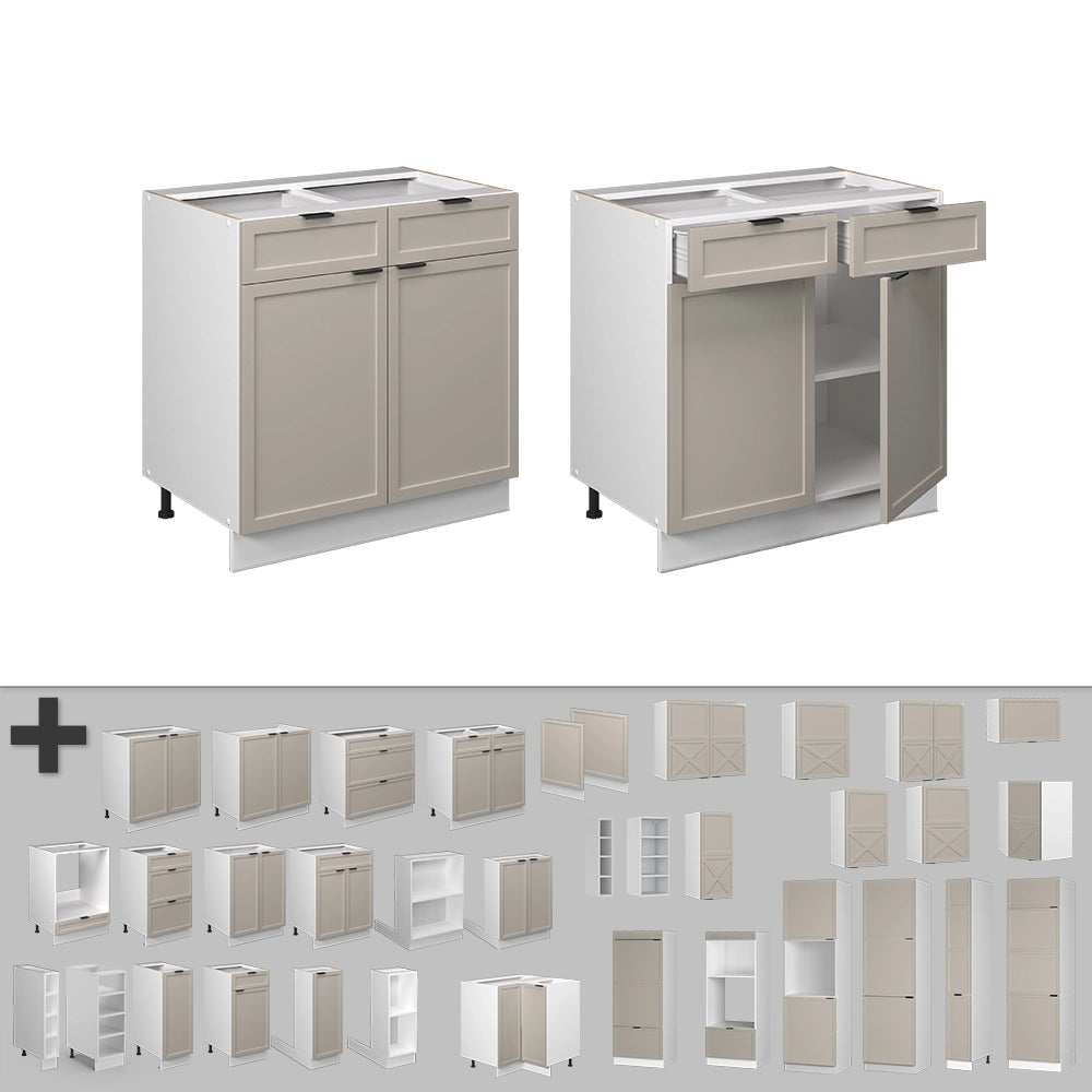 Vicco Mobiletto base per cucina GrigioBeige 80 cm senza piano di lavoro
