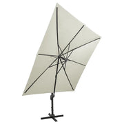 Ombrellone a Sbalzo con Palo e Luci a LED Sabbia 300 cm 312344