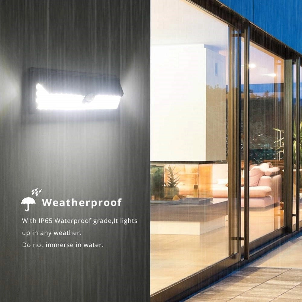 Trade Shop - Faro 190 Led Con Pannello Solare E Sensore Di Movimento Faretto Crepuscolare 30w -