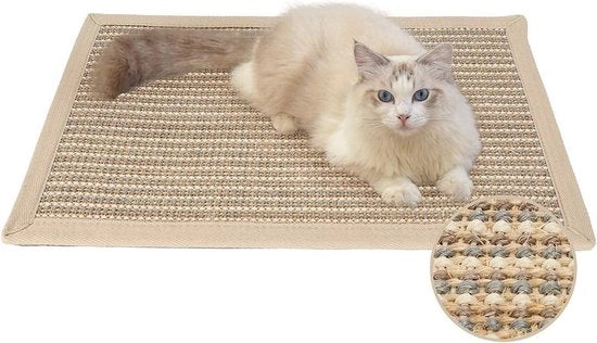 Krabbata naturale per gatti, 60 x 40 cm, sisal naturale, krabbata orizzontale per superfici, protegge tappeti e divani, crème densificante