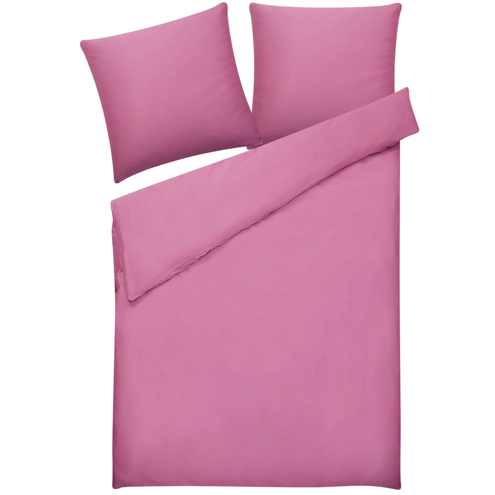 Set di biancheria da letto 155 x 200 cm in cotone a tinta unita rosa
