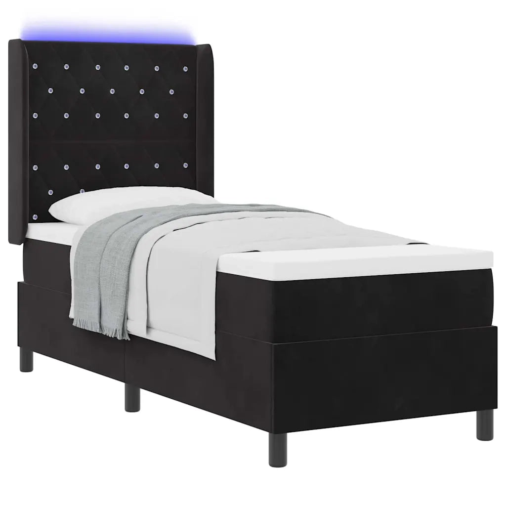 Letto a molle con materasso con led Nero 80 x 200 cm Velluto 3343786