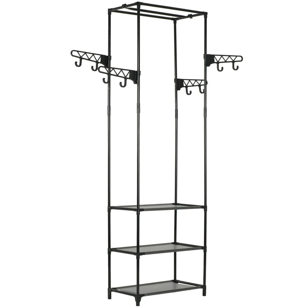 Porta Abiti Acciaio Tessuto non Intrecciato 55x28,5x175 cm Nero cod mxl 66788