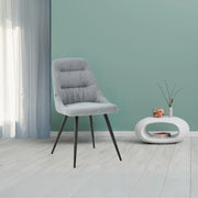 Set 2 Sedie imbottite Cascade tessuto colore grigio chiaro e gambe in metallo nero