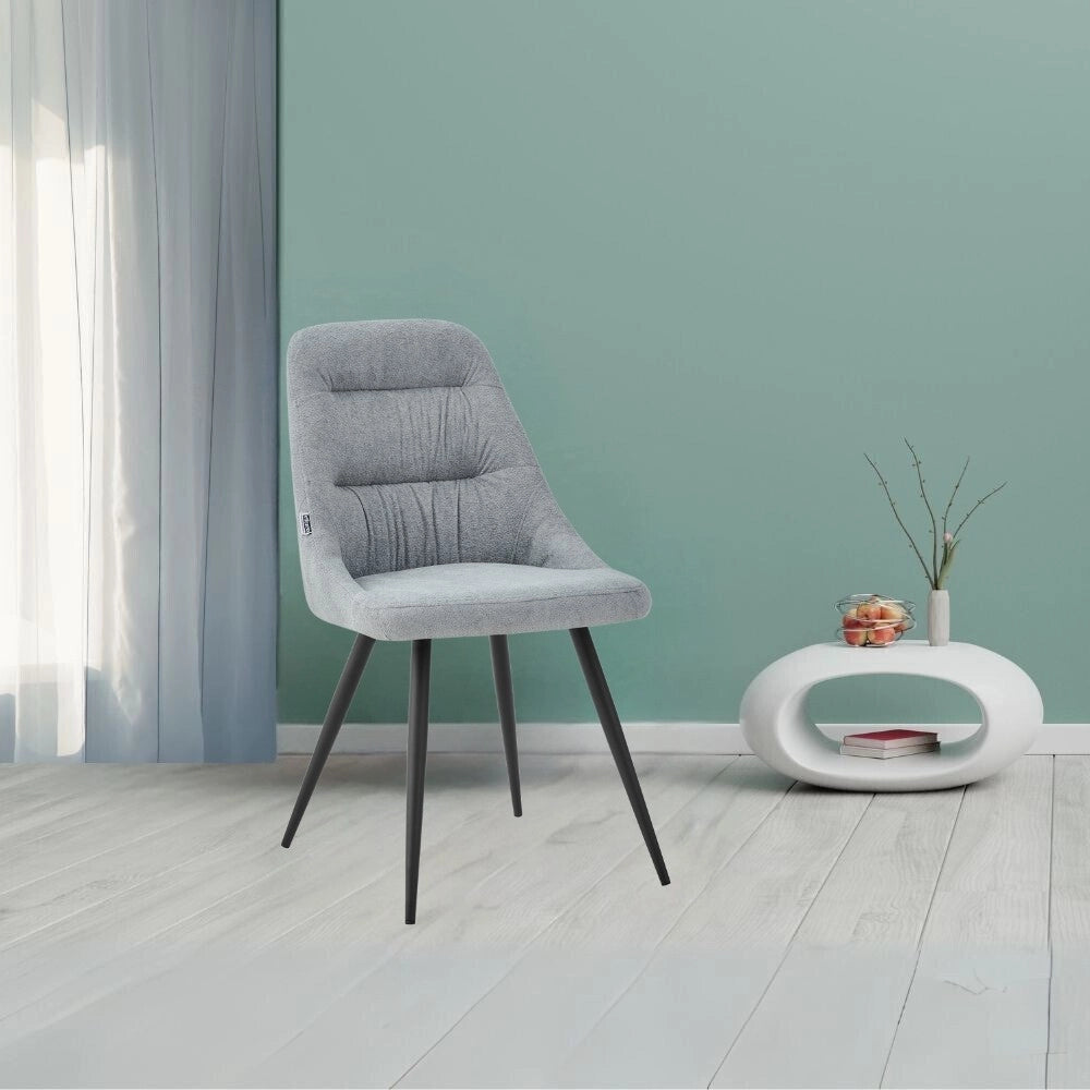 Set 2 Sedie imbottite Cascade tessuto colore grigio chiaro e gambe in metallo nero