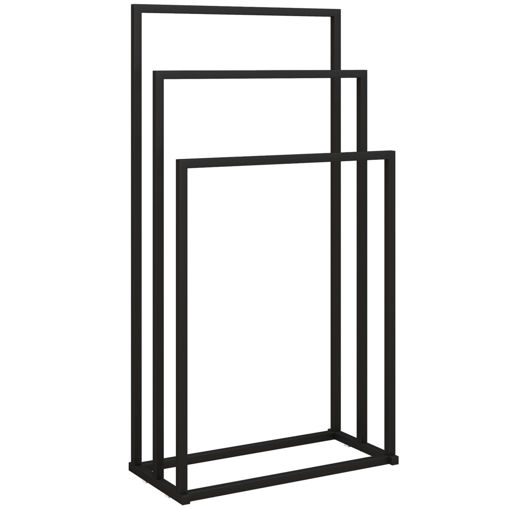 Portasciugamani da Terra a 3 Bracci Autoportante 45x21.5x85 cm in Acciaio Nero