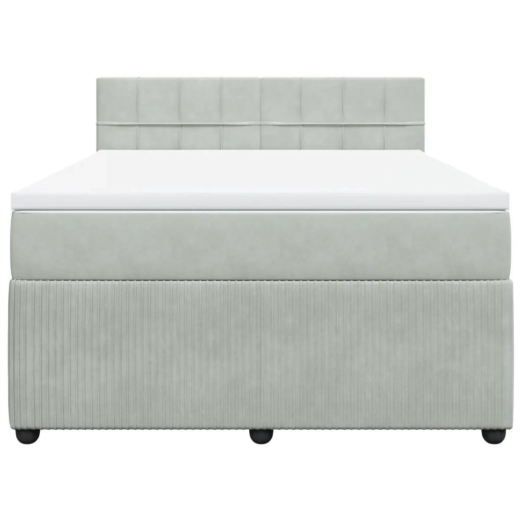 Giroletto a Molle con Materasso Grigio Chiaro 160x200cm Velluto