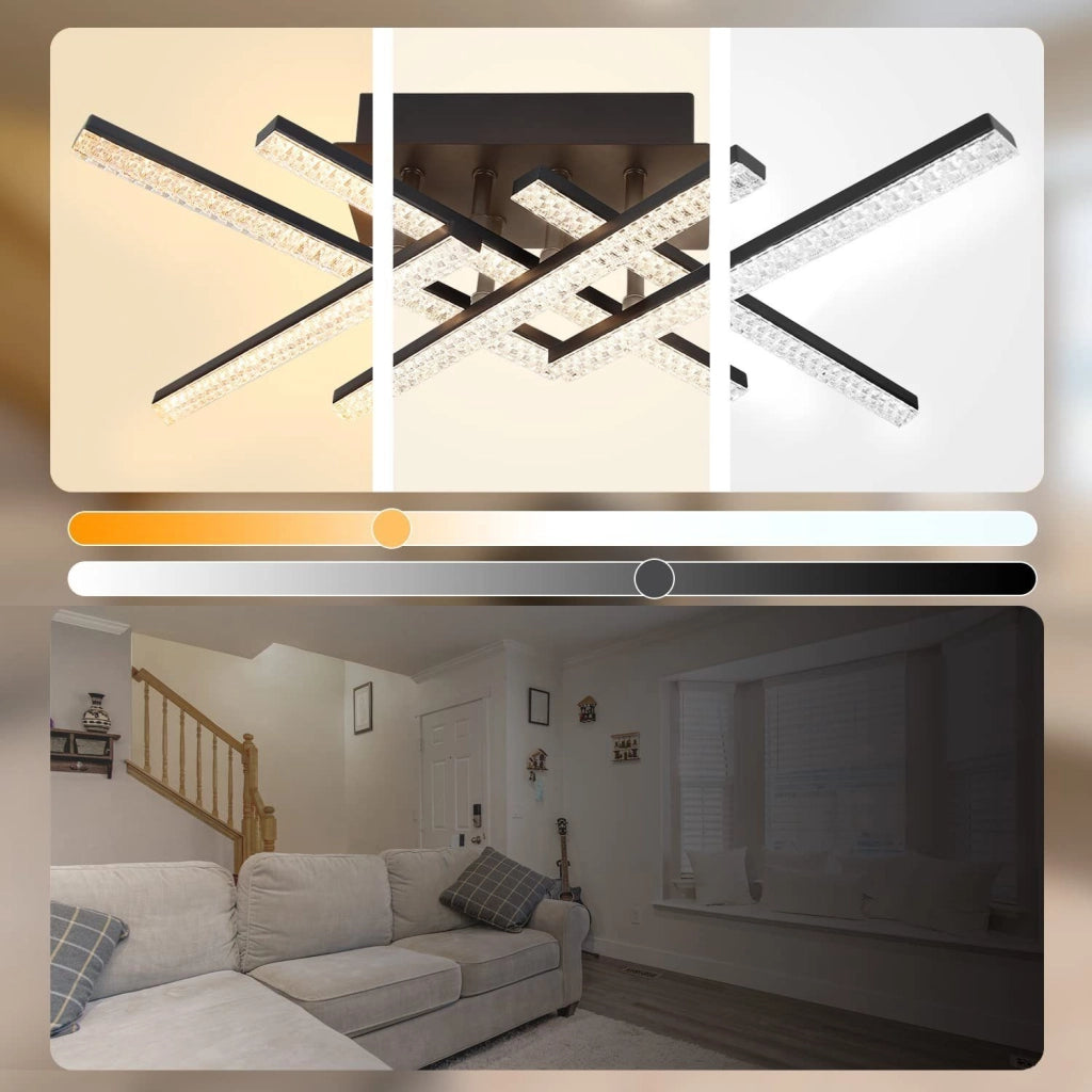 ZMH Lampada da soffitto plafoniera LED cristallo telecomando per soggiorno