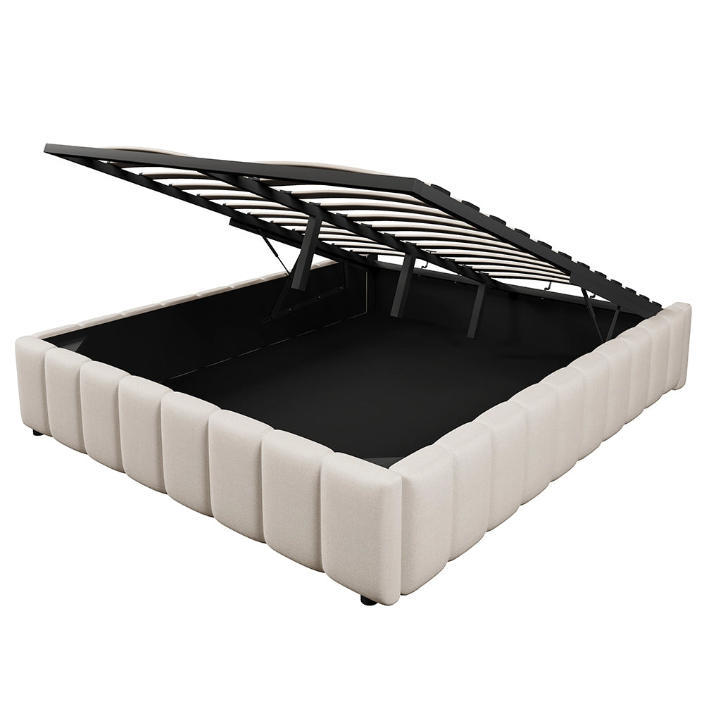 Letto matrimoniale-Xylo-140x200 cm-idraulico, senza testiera, beige
