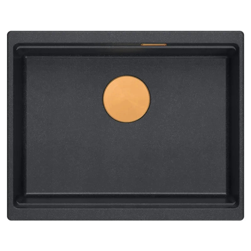 Lavello In Granito Logan 100 Black Metallic Tappo acciaio