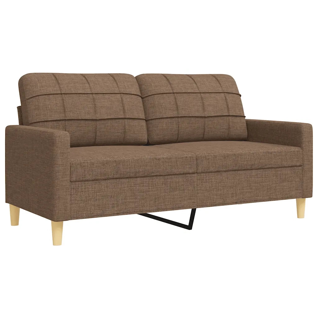 Set Divani 3 pz con Poggiapiedi e Cuscini Marrone Tessuto 3278346