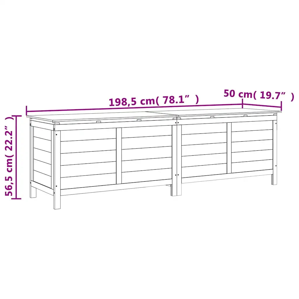 Contenitore da Giardino-Cassapanche da esterno Bianco 198,5x50x56,5 cm Massello Abete