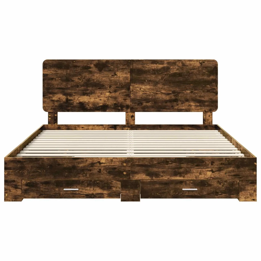 Struttura del letto Rovere fumé 200 x 200 cm Legno multistrato