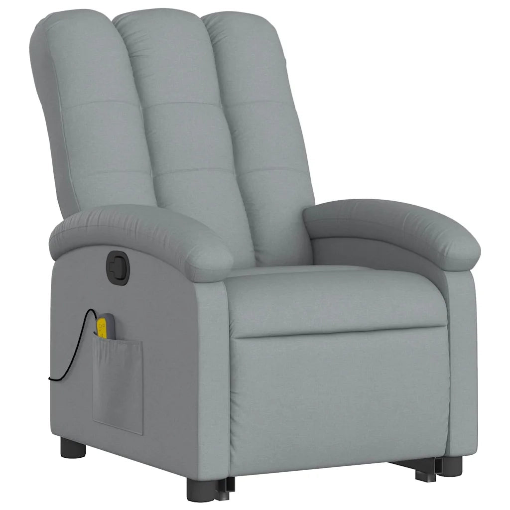 Poltrona Alzapersona Massaggi Reclinabile Grigio Chiaro Tessuto 3204104