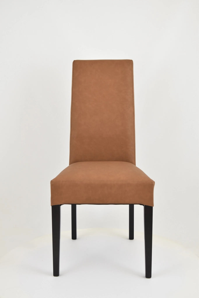 Set 2 sedie Luisa Tommychairs in faggio color wengé, seduta e schienale rivestiti in pelle artificiale color cuoio