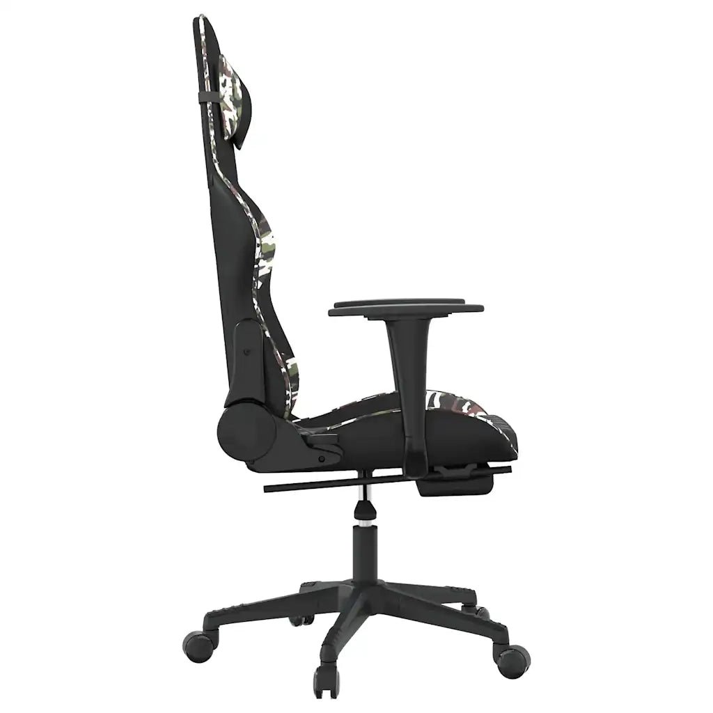 Sedia Gaming | Sedia da e-sports Massaggio Poggiapiedi Nero e Mimetico Similpelle