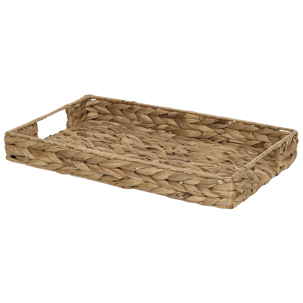 Set di 2 vassoi decorativi intrecciati in giacinto d'acqua chiaro accessorio per la casa stile boho