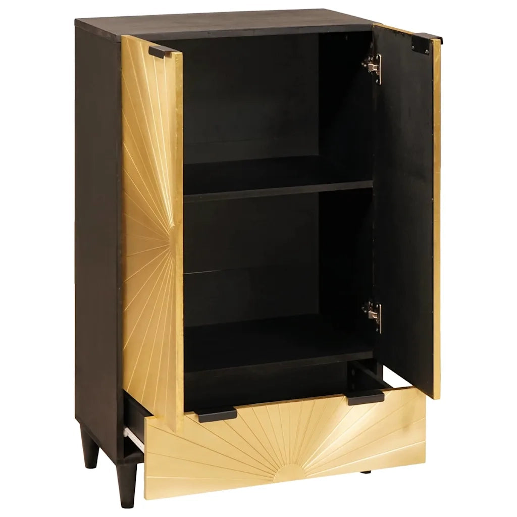 vidaXL Mobile laterale con cassetto Nero e Oro 60 x 33.5 x 100 cm