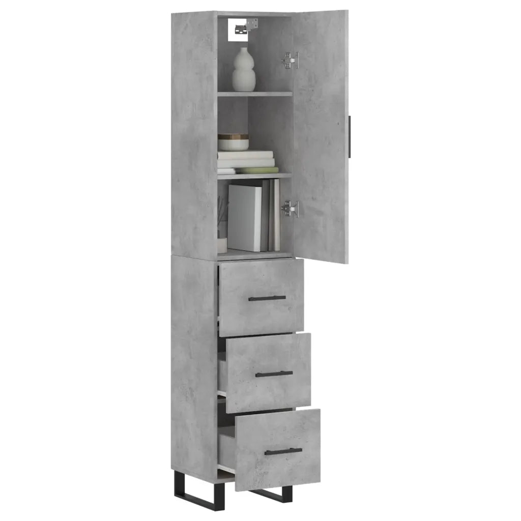 Credenza-Buffet-Armadio da cucina Grigio Cemento 34,5x34x180 cm in Legno Multistrato 793866