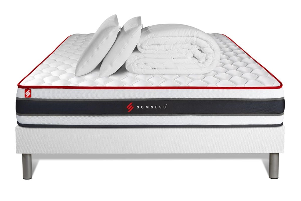 Pacchetto letto completo - Materasso 160x200cm + Box spring con doghe (kit) + 2 cuscini + Piumone - Energy