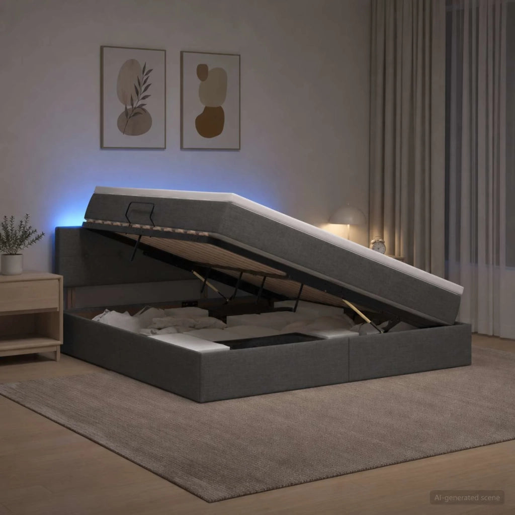 Letto con contenitore LED e materasso Grigio Scuro 180 x 200 cm 3459079