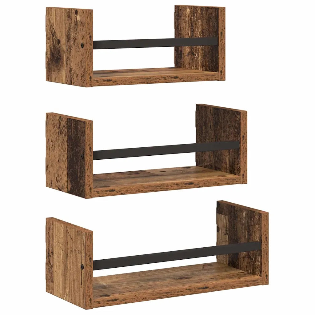 3 pz Set Mensole da Parete | Scaffali a Parete | Ripiano a parete Legno vecchio 40x16x14cm
