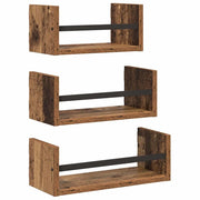 3 pz Set Mensole da Parete | Scaffali a Parete | Ripiano a parete Legno vecchio 40x16x14cm