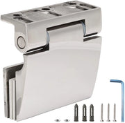 Scharniere per porte in vetro - Verstilabili - In acciaio inox 304 - Per vetro di 8-12 mm - Inclusi viti e accessori - Peso 367 g - Dimensioni 70 x 68 mm