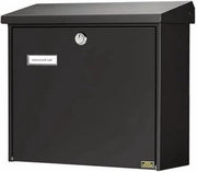 Cassetta postale in acciaio inox con formato DIN C4 e nome sulla placchetta - 2 chiavi - 3913S - nero - RAL 9005