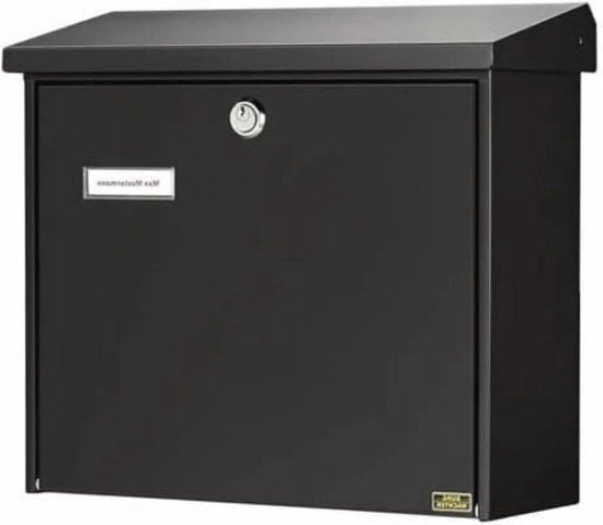 Cassetta postale in acciaio inox con formato DIN C4 e nome sulla placchetta - 2 chiavi - 3913S - nero - RAL 9005