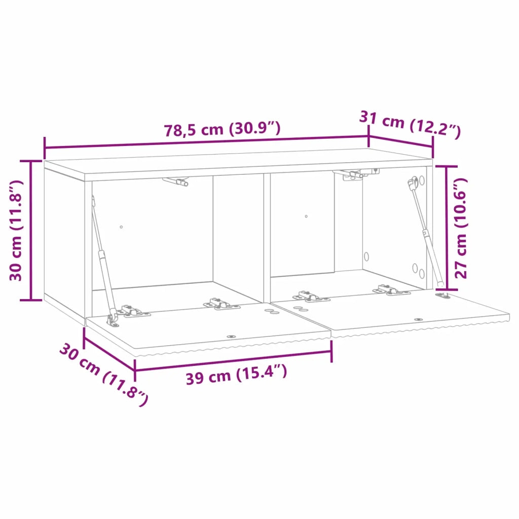 Mobile Porta TV da Muro Nero 78,5 x 31 x 30 cm 898546