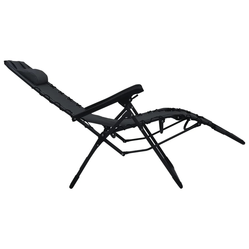 Sedia pieghevole da giardino e patio textilene nero 02_0011895