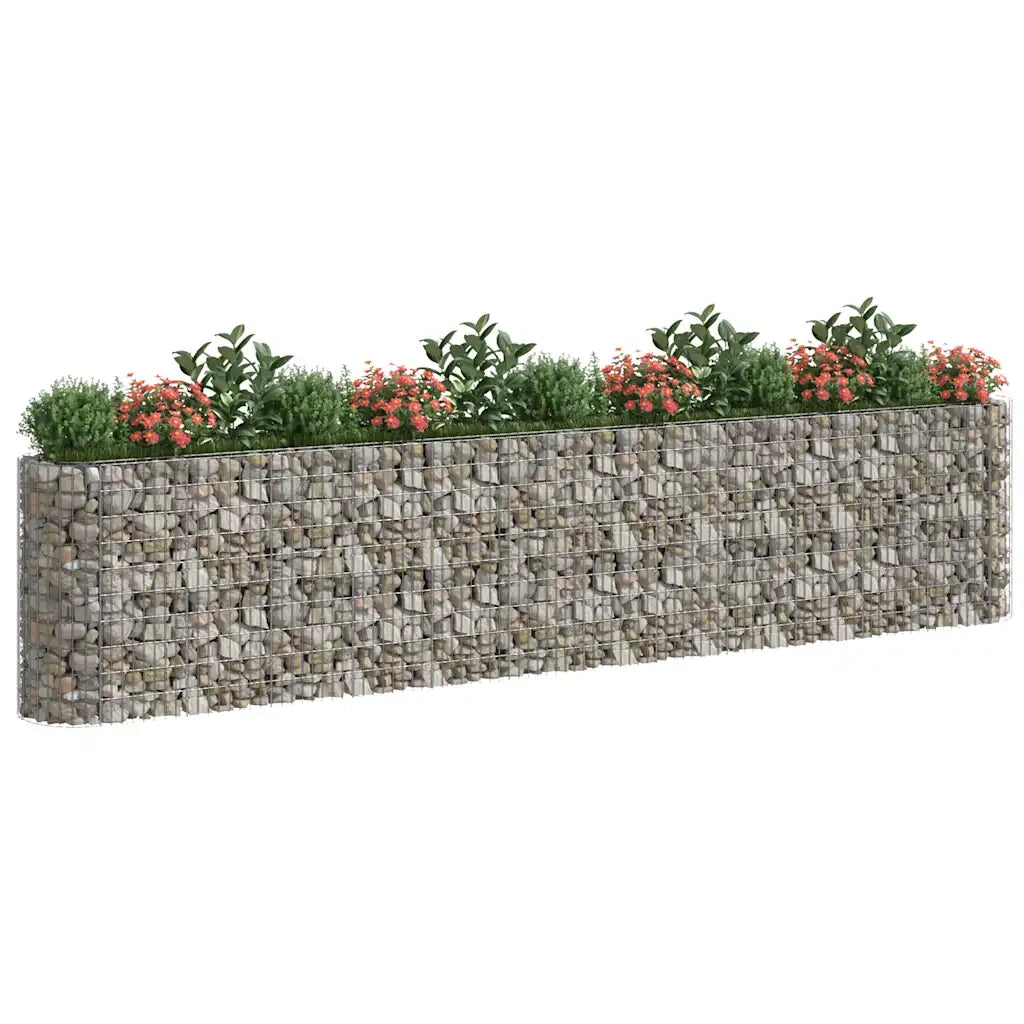 Gabbione con Fioriere | Cassetta per fiori | Letto Rialzato in Acciaio Zincato 470x50x100 cm