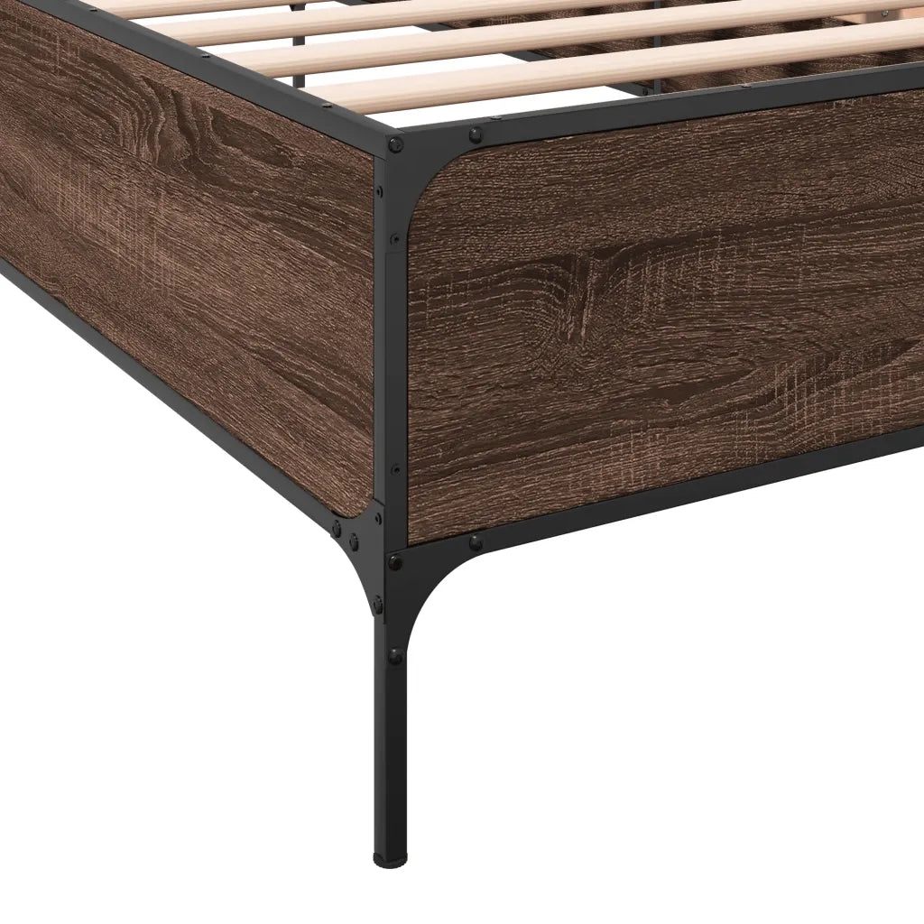 Giroletto-Struttura Letto Rovere Marrone 75x190 cm Legno Multistrato e Metallo 771176