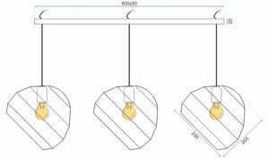 Lampada Da Soffitto Pensile Triangolare APP384-3CPR