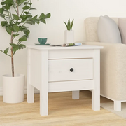 Tavolino-Tavolino da soggiorno-Tavolo Bianco 40x40x39 cm Legno Massello di Pino