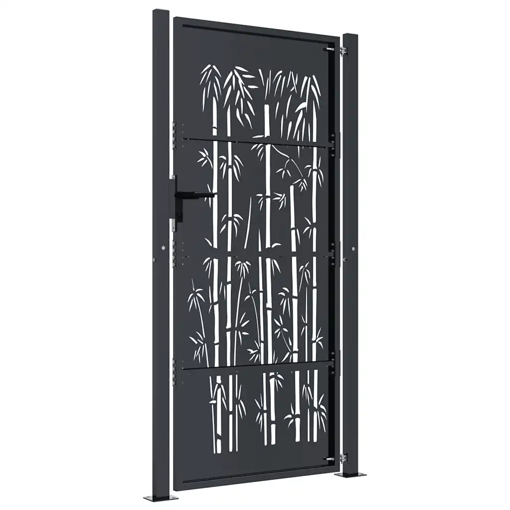 Cancello da giardino antracite 100x175 cm in acciaio e bambù 153182