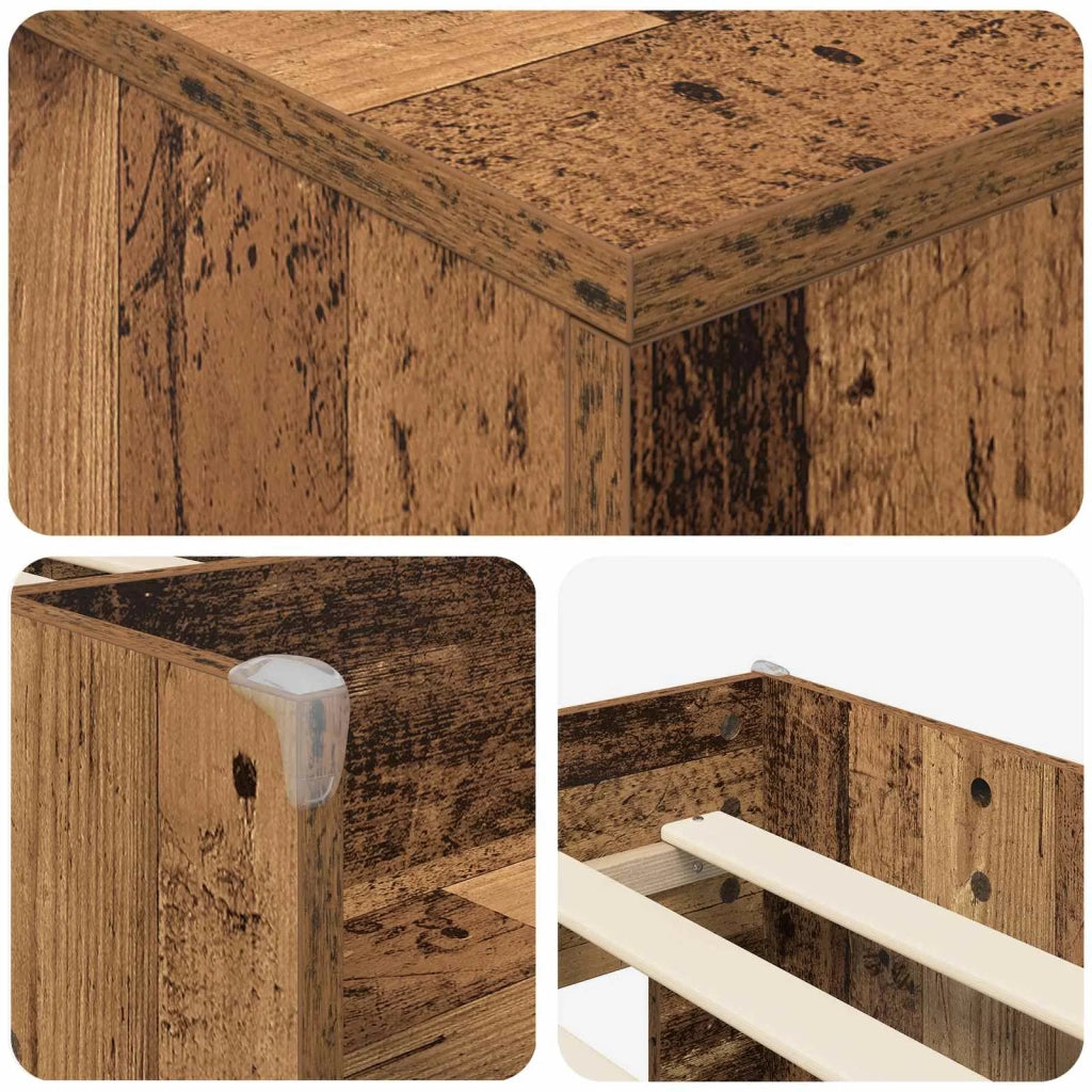 Struttura Letto Loft con Mobile con porta 3 pz Legno antico 3423372