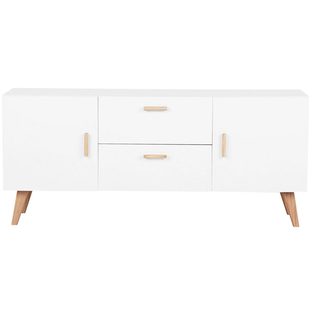 Madia credenza Bianca 2 Cassetti 2 Armadi Gambe Rovere Moderno Scandinavo